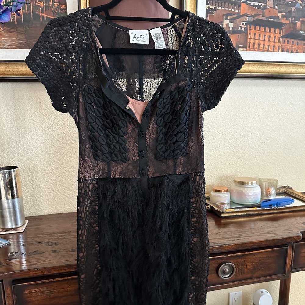 Anthropologie Beguile Byron Lars Black Lace Button Front Dress, size 2P.